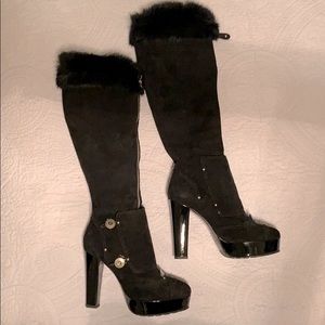 Vicini boots. Platform. Fur. Suede. New.